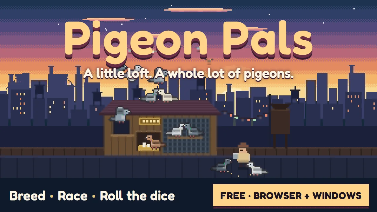 Devlog banner for Pigeon Pals: Beta update: new pixel art and a faster start