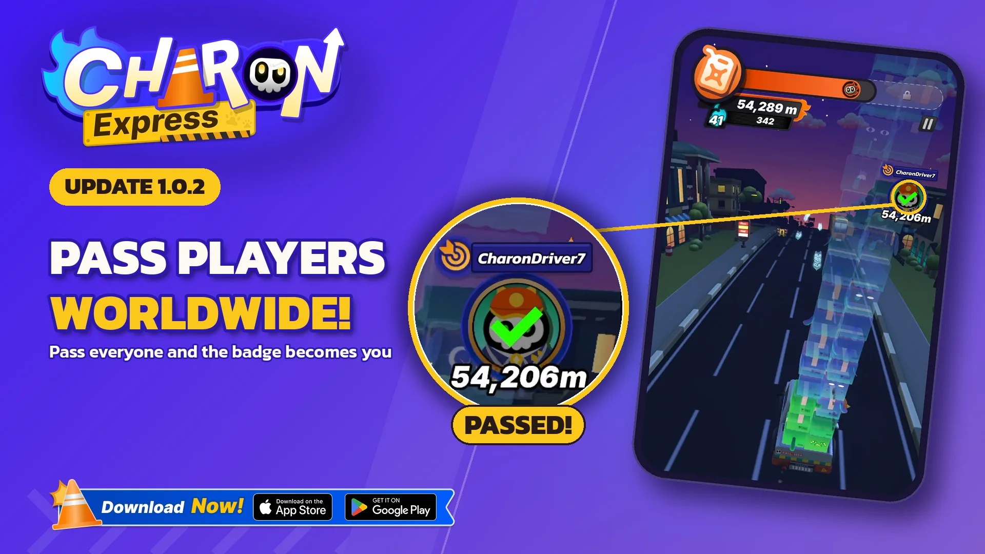 Devlog banner for Charon Express: Stack Runner: Update 1.0.2: Pass Players Worldwide + 17 Languages