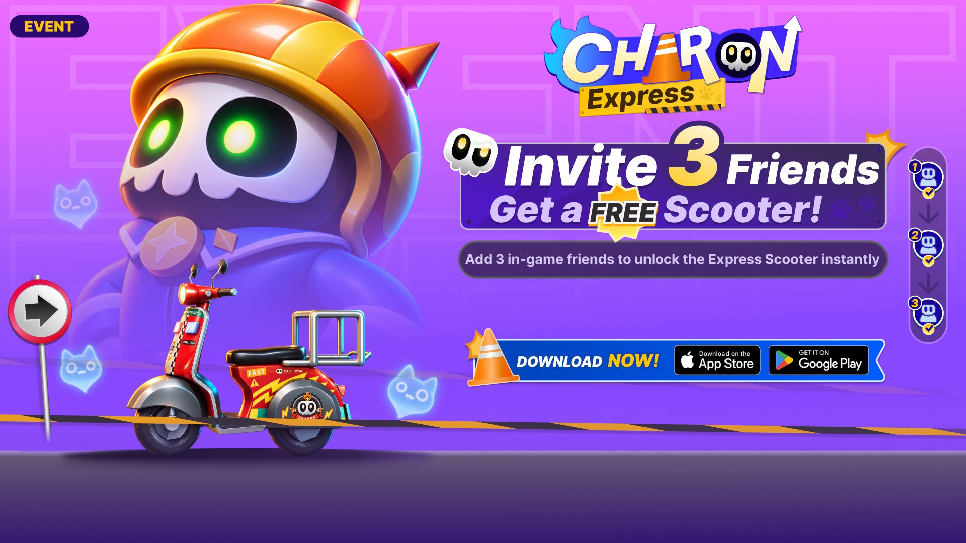 Devlog banner for Charon Express: Stack Runner: Friends system + a new ride 🛵